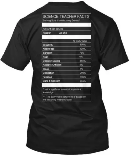 Science Teacher Facts T-Shirt Made in the USA Size S to 5XL