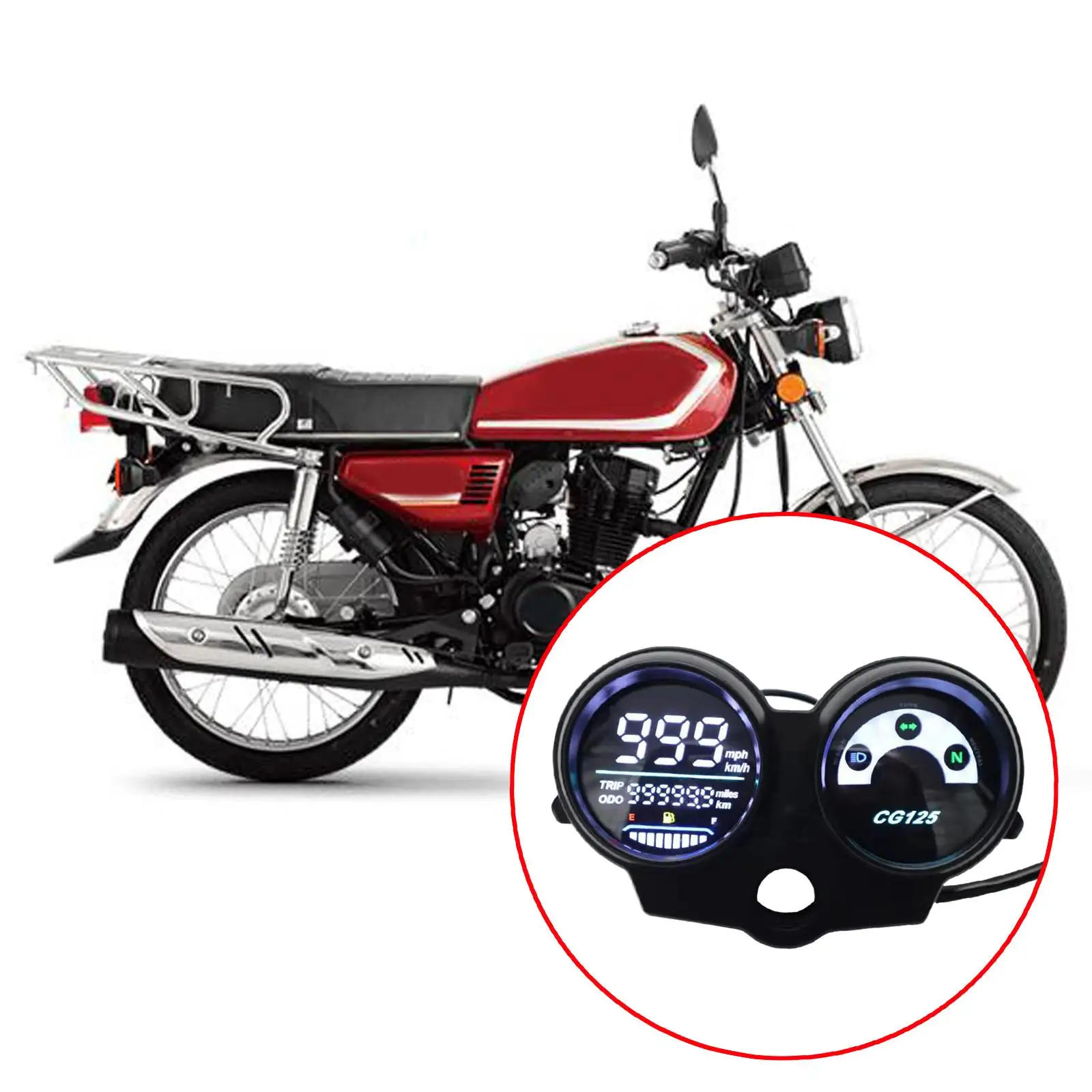 Motorbike LED Digital Dashboard Accessory High Quality Tachometer Odometer Speedometer for Honda CG125 Fan125 Titan125