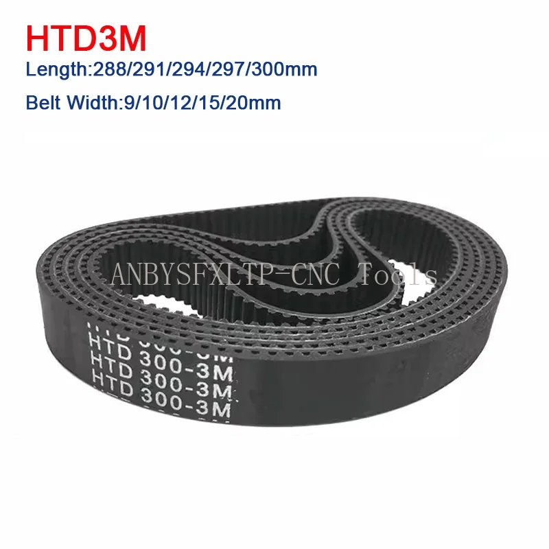 

HTD 3M Timing Belt Length=288/291/294/297/300mm Width=9/10/12/15/20mm Teeth=96/97/98/99/100 HTD3M Closed Loop Synchronous Belt