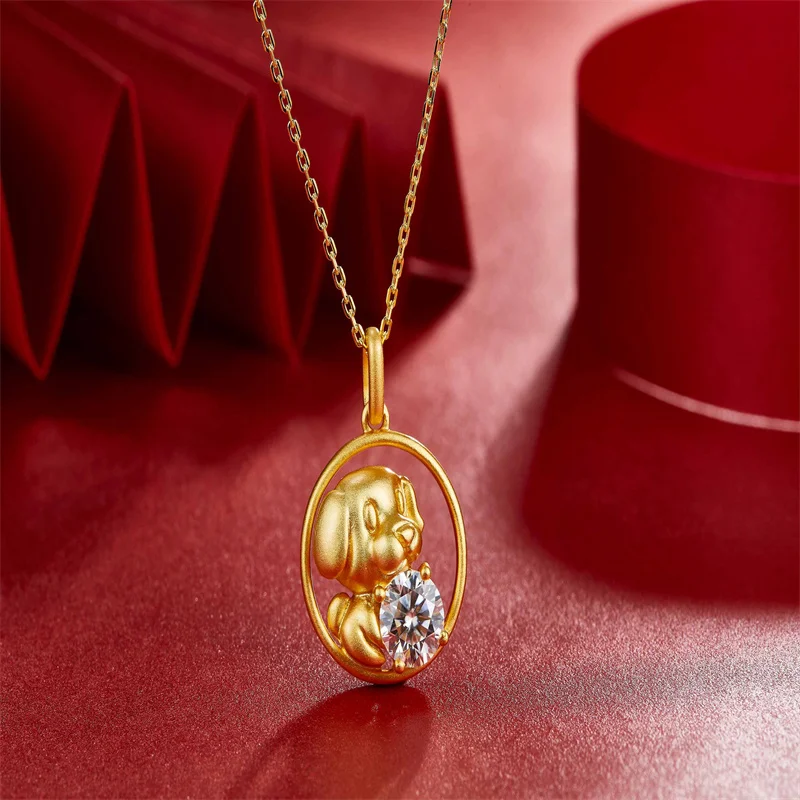 Twelve Chinese Zodiac Signs Moissanite Necklace Pendant Antique Gold Plated S925 Sterling Silver for Women Party Birthday  gift