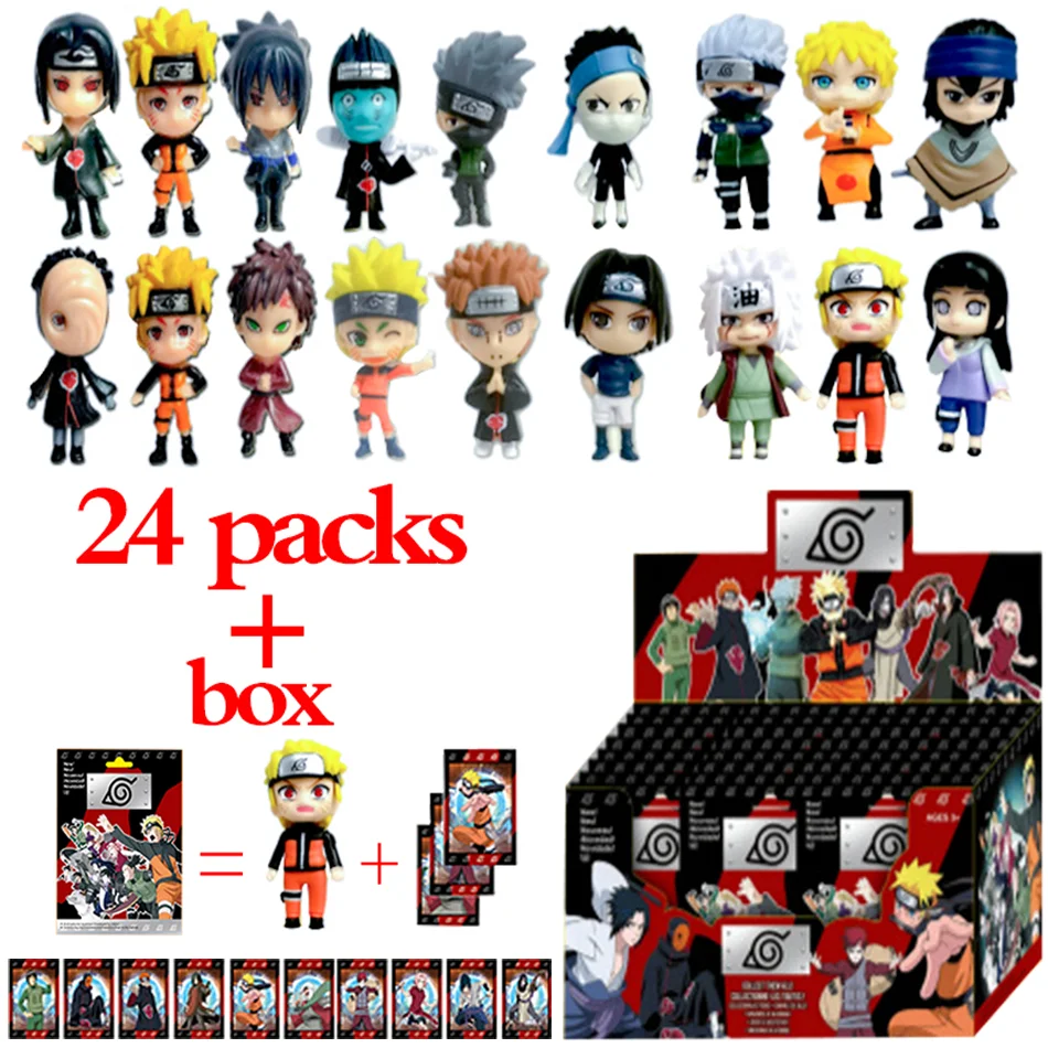 2-24pcs Anime Uzumaki Naruto Figure Blind box Action Figurine Doll Collection PVC Model Toys children Birthday Christmas Gift