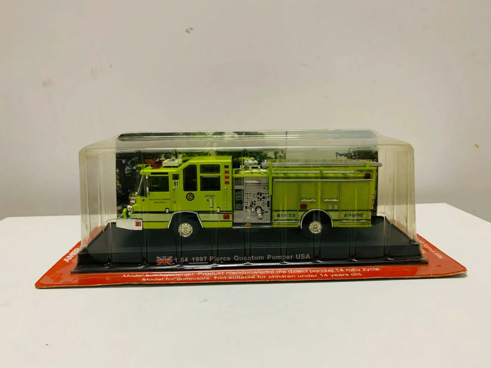 AMER 1997 Pierce Quantum Pumper USA Green 1/64 Scale Model Truck New in Box