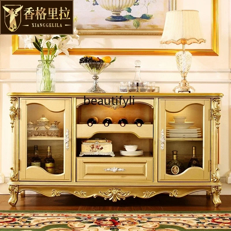 

D06 Европейский боковой шкаф, полностью резьба по дереву, цветочная вилла, ресторан, многофункциональный шкафчик, чайный шкаф