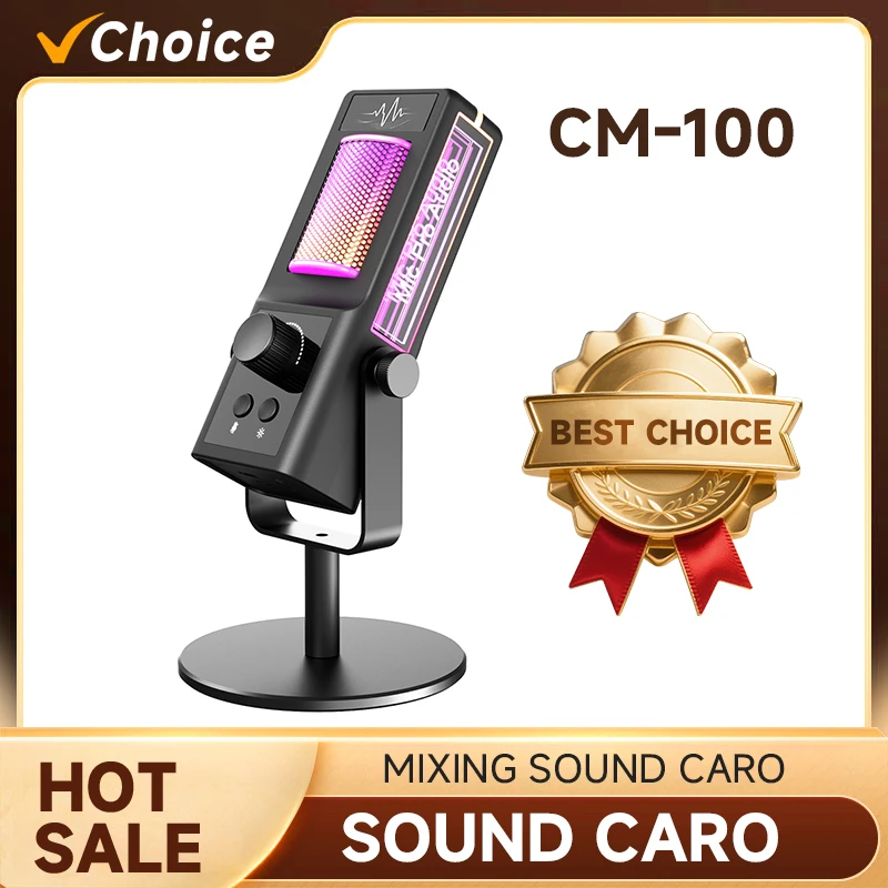 

RGB USB Condenser Microphone with Noise Cancelling for Podcast Streaming Gaming Recording Professional Plug Play Mic