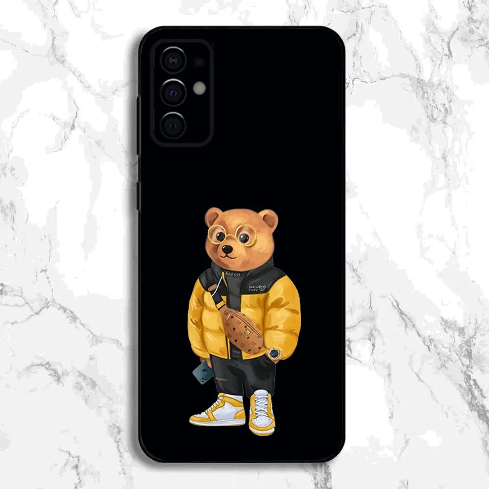 حافظة هاتف Baron Filou B-Bear لهاتف سامسونج S24,S21,S22,S23,S30,Ultra,S20,Plus,Fe,Lite,Note,10,9,5G غطاء ناعم أسود