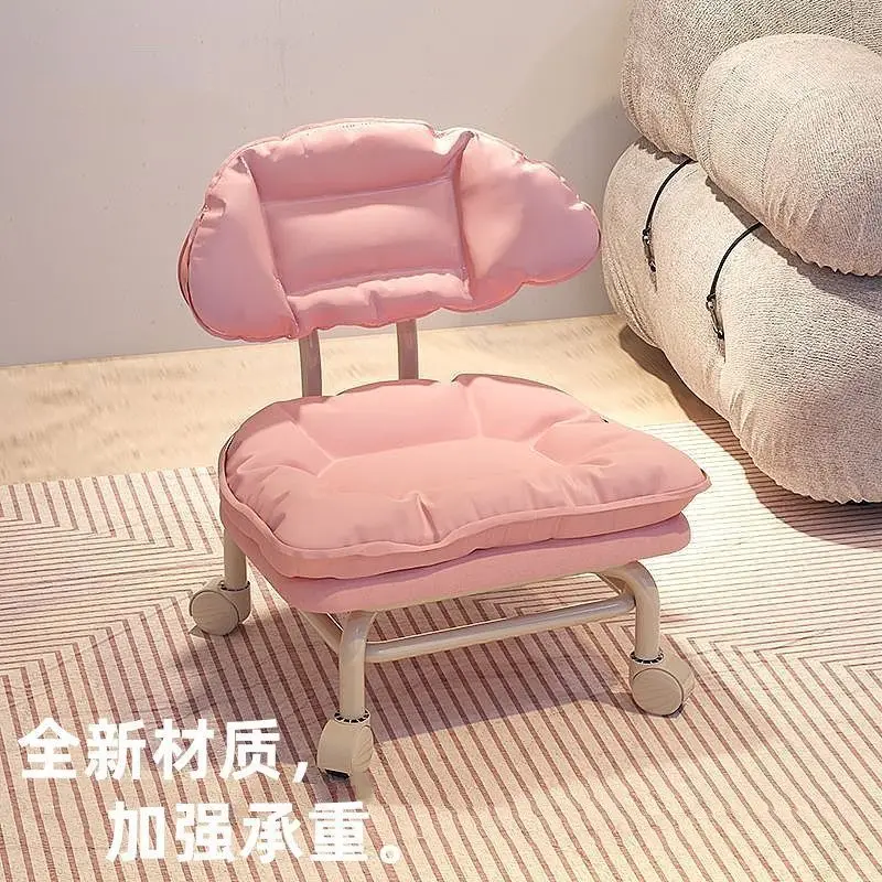 Wheel Small Stool Pulley Low Stool Household Shoe Changing Stool with Baby Artifact Children with Wheel Bench Seam Back Chair image 3