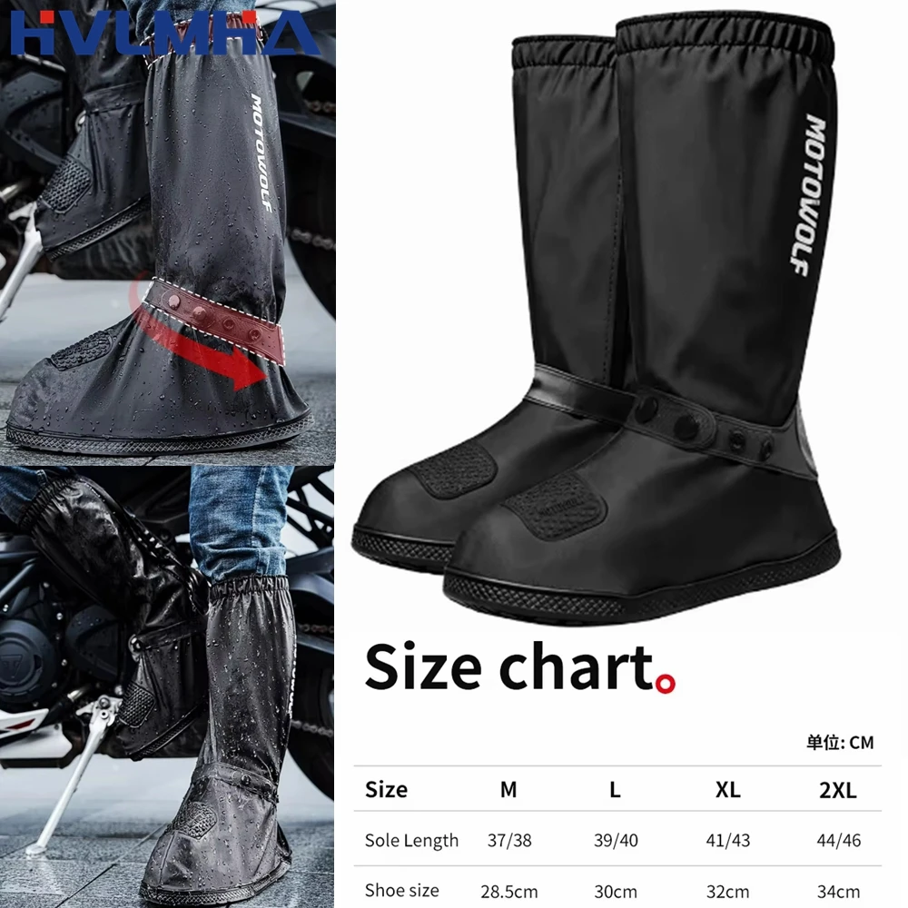 Motorcycle High Rain Boots Waterproof Reflective Snowy Non-Slip Footwear Motorbike Cycling Bike Reusable Rainproof Shoes Cover