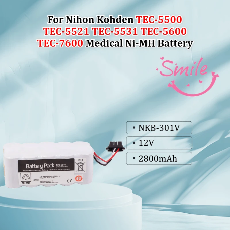 NKB-301V Rechargeable Defibrillator Battery For Nihon Kohden TEC-5500 TEC-5521 TEC-5531 TEC-5600 TEC-7600 Medical Ni-MH Battery