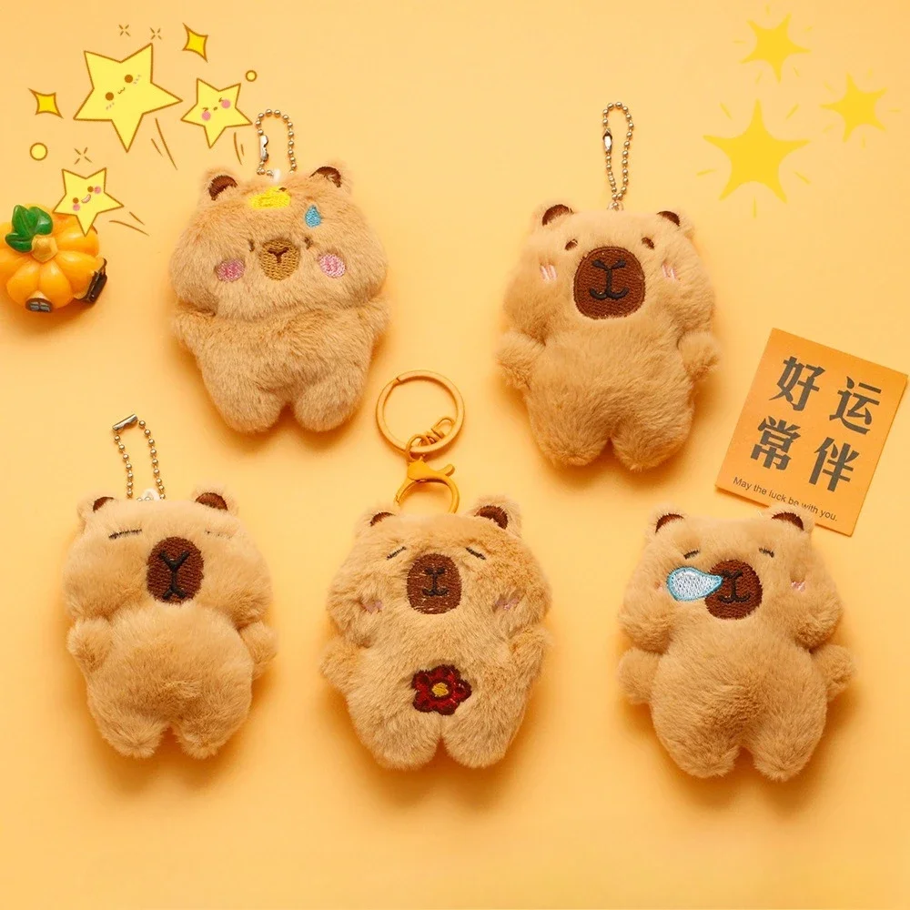 1-10PCS Capybara Plush Keychain Squeaky Cute Animal Plushie Purse Pouch Bag Charm Decor for Bags Student Gift