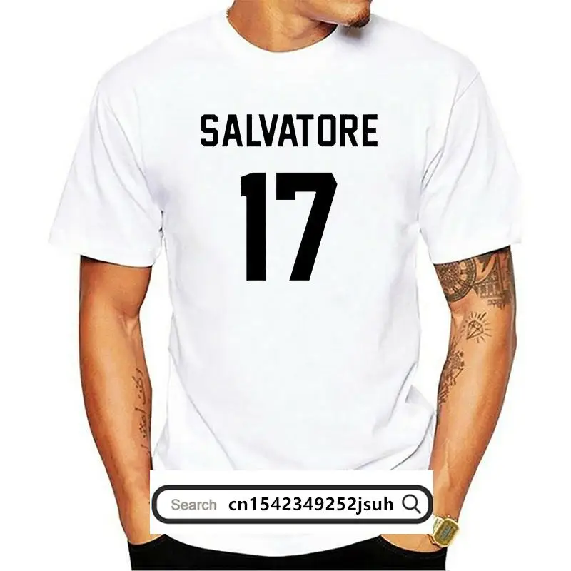 New Casual Salvatore 17 T-shirt Year Of Birth Vampire Diaries Mystic Falls Tops Graphic Tee Shirts Tumblr Tshirt for Men Women