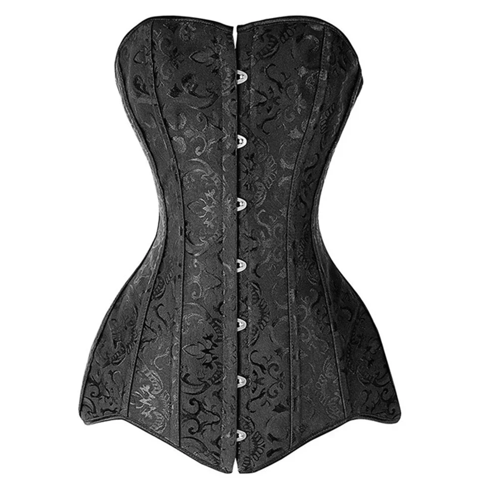 Steampunk Vintage Corset Gothic Clothing Corsets & Bustiers Lace up Sexy Long Korset Corsage Plus Size Steel Bone Punk Black