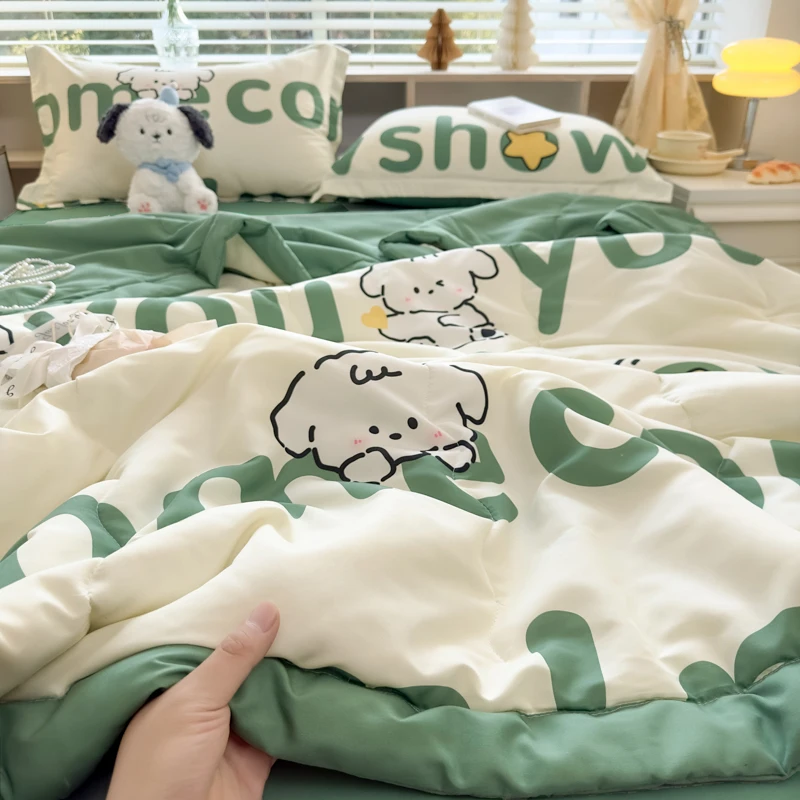 Summer Thin Quilt Cartoon Print Quilt  Air conditioning Quilt Lightweight Comforter Four-season 150 Single Bed Quilt