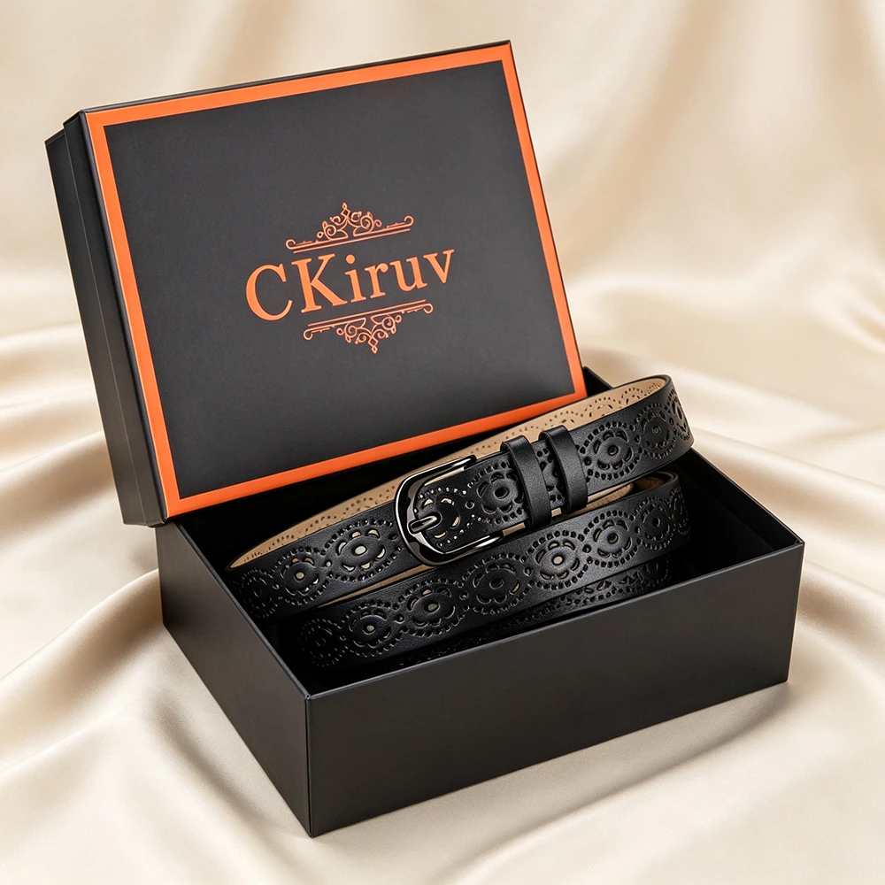 2pcs Fashion Retro Women's Hollow Belt Gift Box Set Trendy Women's Daily Wear Belt Simple Women's Birthday Party Gift