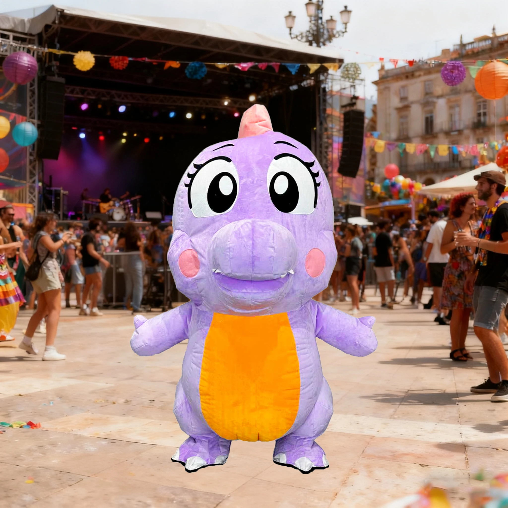 كارتون ديناصور قابل للنفخ زي التميمة موكب الكبار شخصية تأثيري عيد ميلاد عيد الهالوين مجموعة الحدث