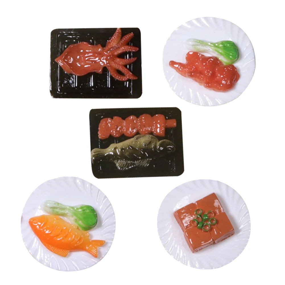 

5pcs Miniature Food Fake Chinese Cuisine Resin Decorative Props Mini House Kitchen Accessories Pretend Play Safe Educational