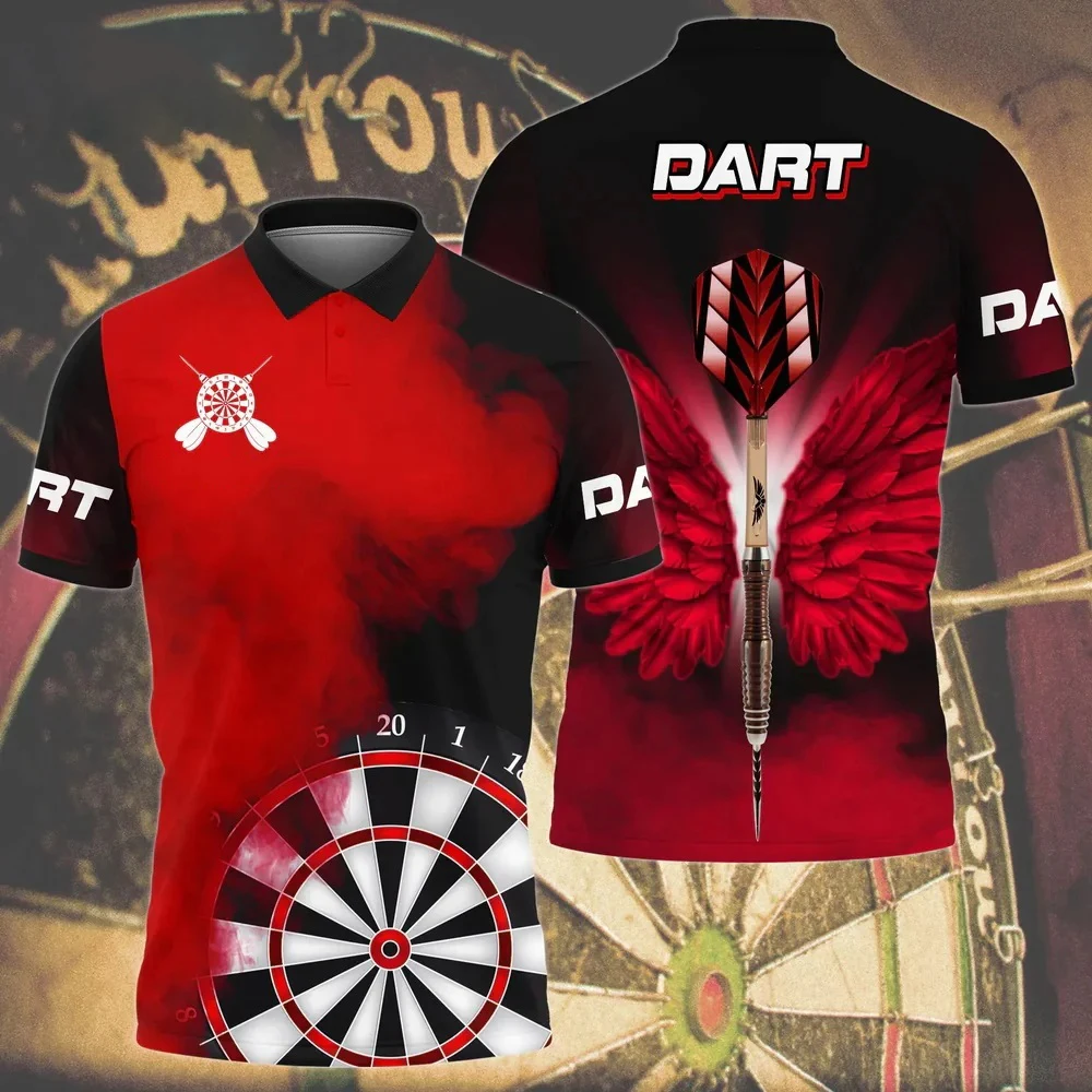 Darts Turntable Graphic Short Sleeve Polo Shirt For Men Summer Casual Holiday Party Lapel Polo Shirt Club Fans Male Tops Sports