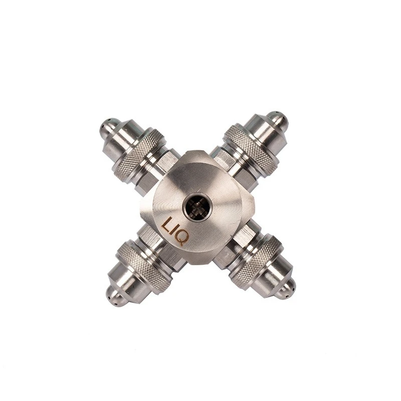 فوهة تفتيت الهواء بأربعة رؤوس من الفولاذ المقاوم للصدأ - إزالة الغبار لتبريد الرذاذ ثنائي السوائل ورأس رش التنظيف الصناعي #1