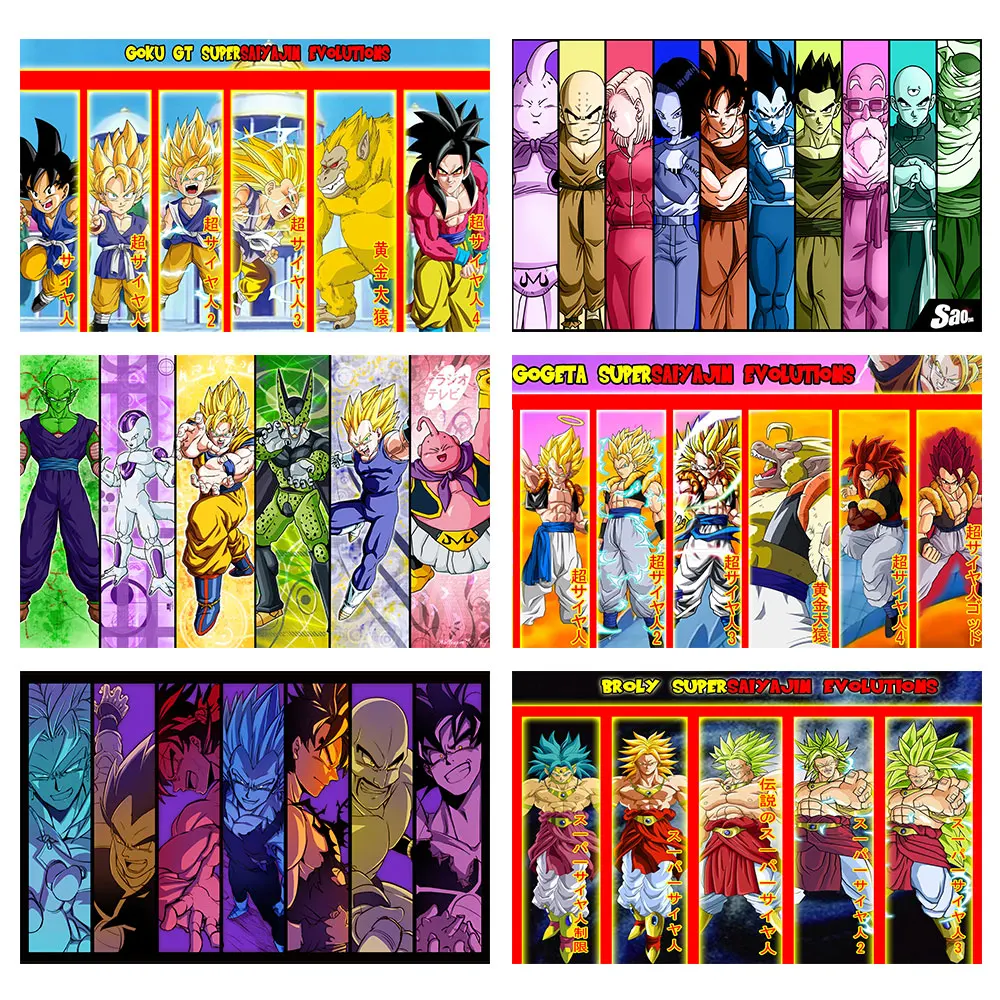 Posters Dragon Ball Z Peripheral Japanese Anime Figures Gogeta Gokui Picture Art Canvas Painting for Boy Room Mural Decor Gifts