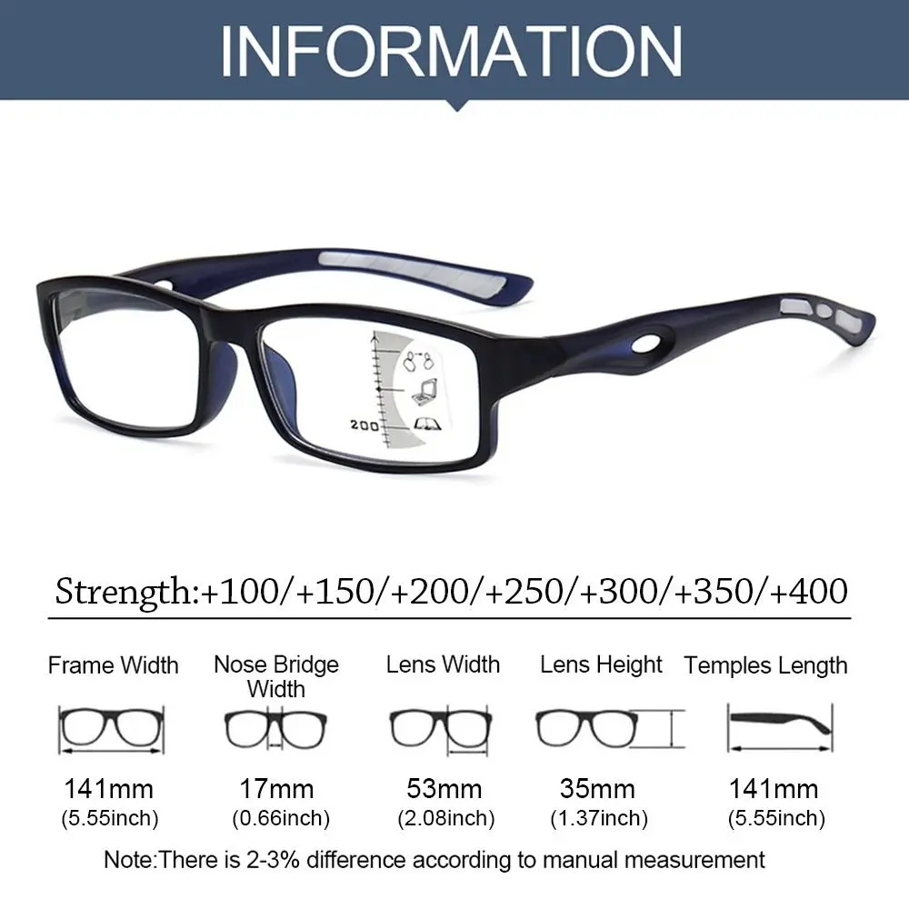 New Progressive Multifocal Anti-Blue Light Reading Glasses Women Men Progressive Near Far Square Eyeglasses Ultralight Eyewear