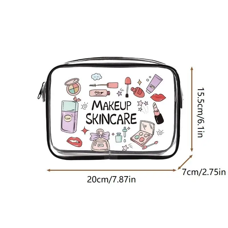 1pc PVC Zippered Cosmetic Bag Clear Toiletry Bag for Women & Girls - Large Capacity Lightweight Travel Organizer
