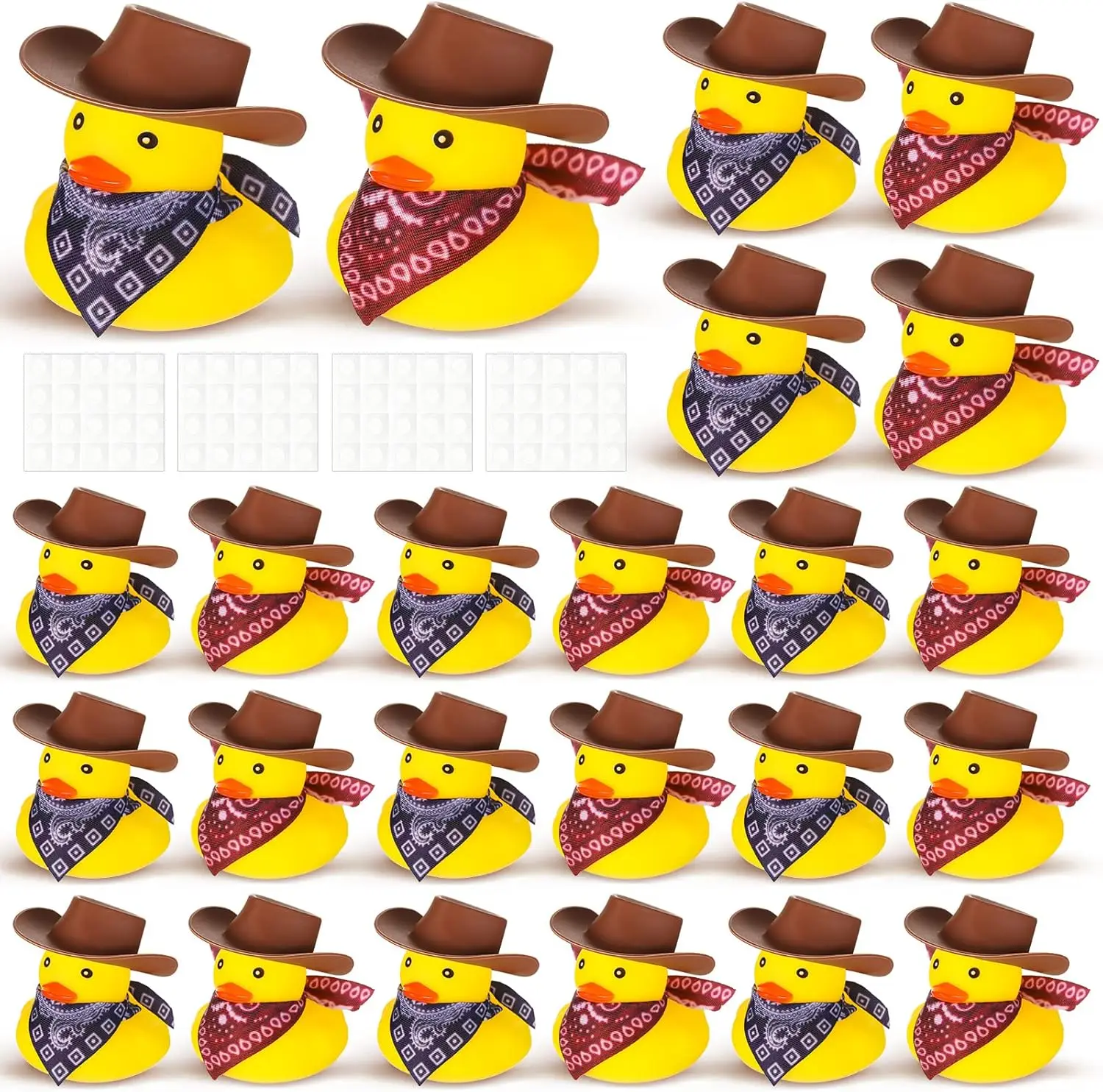 

Set of 24 Cowboy Rubber Duck with Hat and Scarf,Mini Rubber Duck Bath Toy Bathtub Toy Shower Birthday SwimParty Favor,2Styles