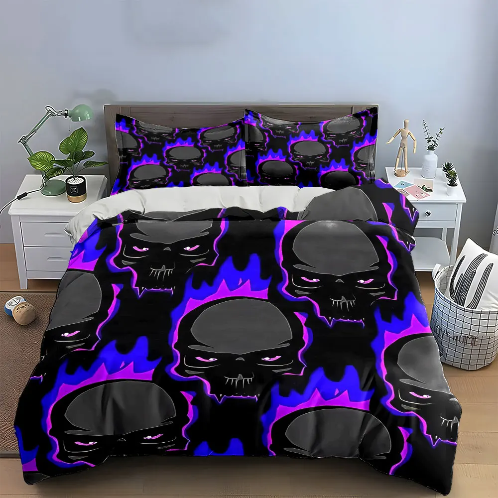 

"Skull Pattern Decor Set" Bedding Set with 1 Duvet Cover 2 Pillowcases Single Double King Queen, Gift
