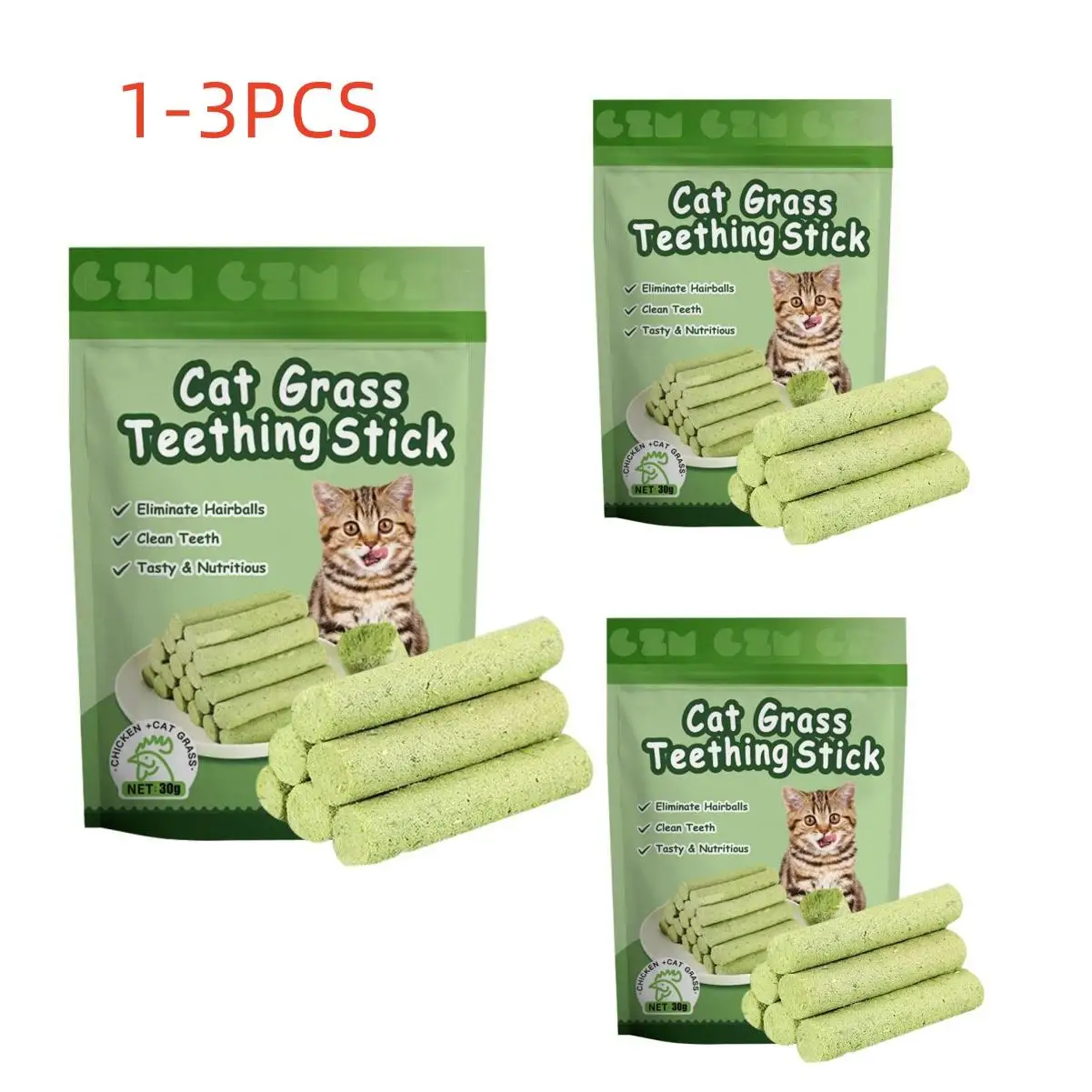 Cat Grass Teething Stick 30g Pet Snacks Hairball Removal Mild Hair Row Ready To Eat Baby Cat Teeth Cleaning