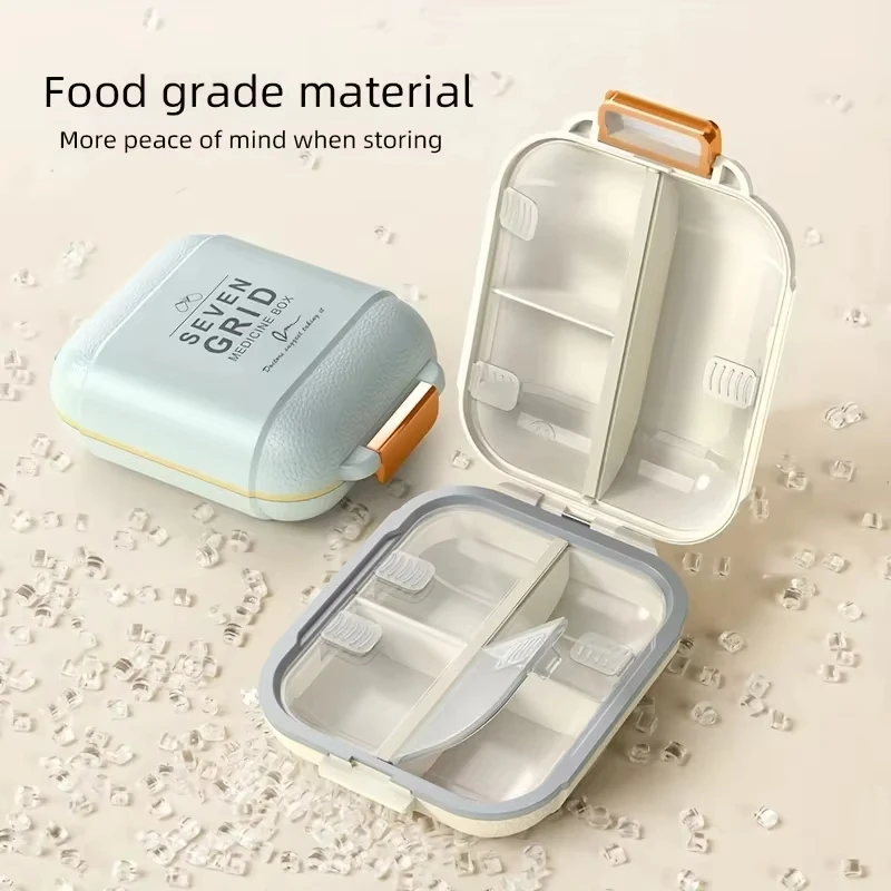 

ABS Material Seven-Section Medicine Box Portable with Lid Triple-Sealed to Prevent Moisture Dust Suitable for Storing Pills