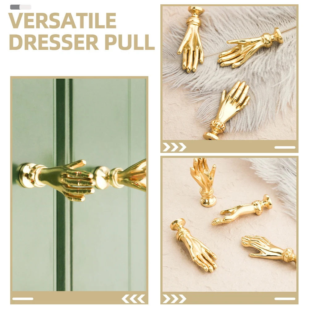 

2Pcs Brass Cabinet Knobs Sturdy Hand Shape Dresser Pulls Closet Door Handles Decorative Furniture Handles Cabinet Knobs