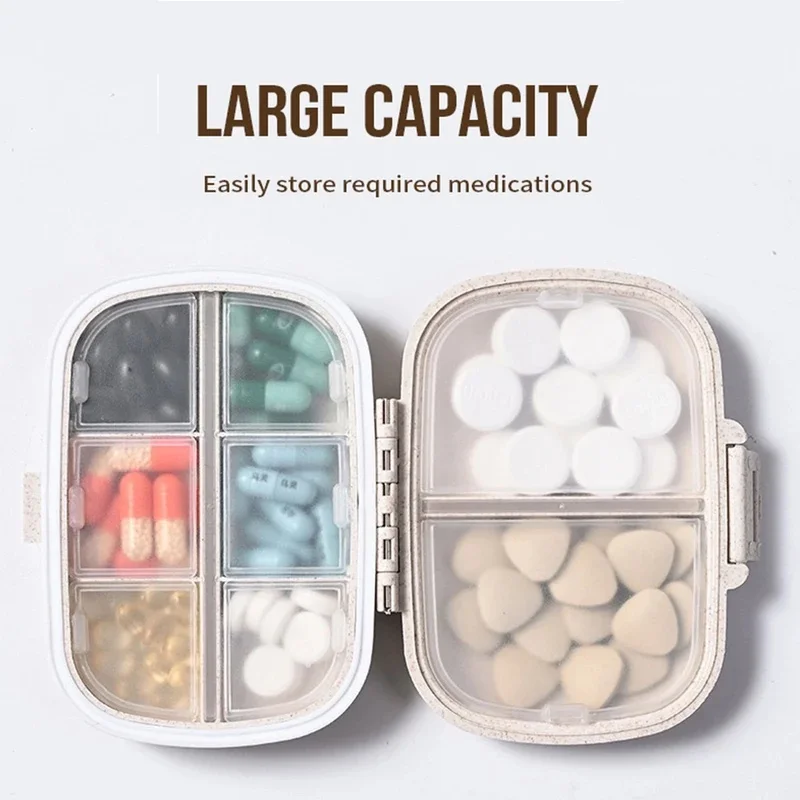 1-4Pcs Portable Pill Organizer Wheat Straw Small Pill Box Travel Pill Case With Seal Design Daily Vitamin Container For Pocke