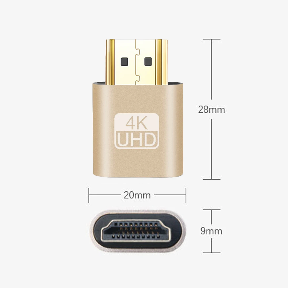 HDMI 호환 가상 디스플레이, 4K HD 1920x1080 60Hz VGA DVI 더미 플러그 EDID 디스플레이 치트 플러그 앤 플레이, 모든 시스템 지지대