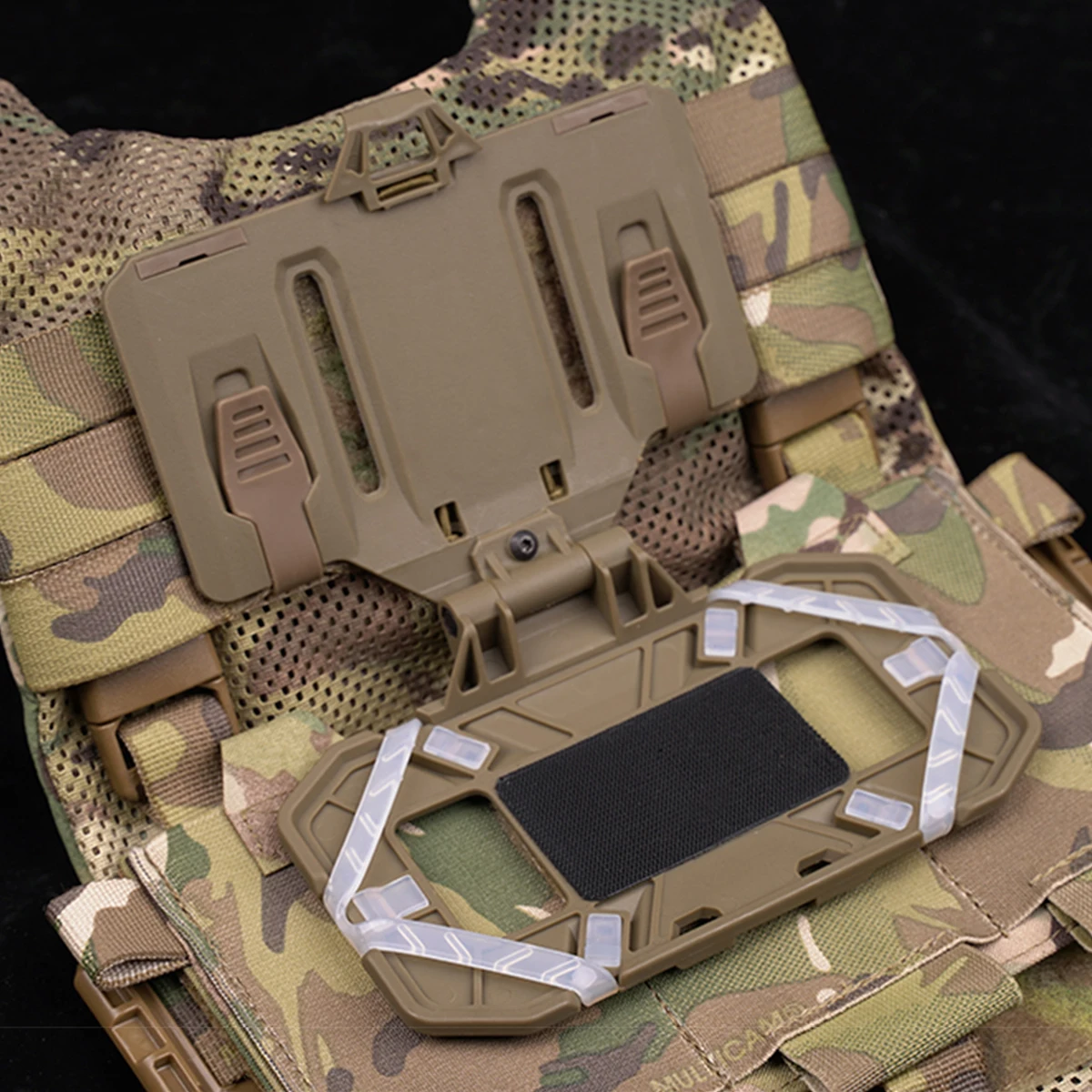 Airsoft Plate Carrier Molle Phone Carrier Outdoor Navigation Board, Quick Access Foldable Holder Tactical Vest Chest Rig Mount