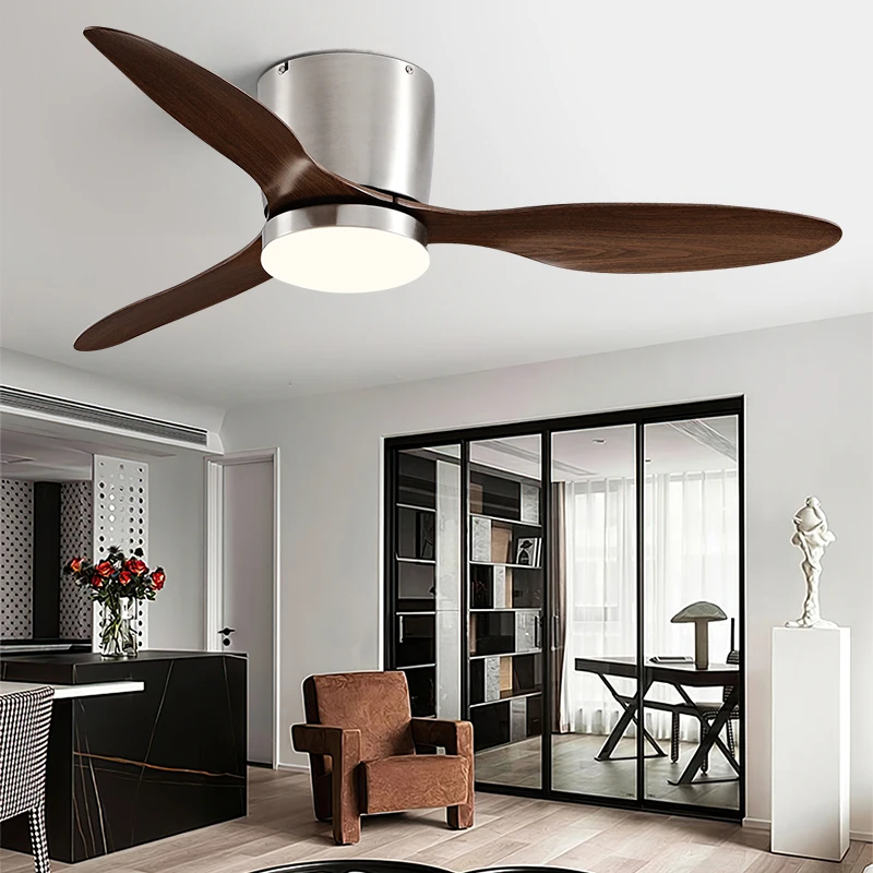 Silver Black White Metal Ceiling Fan Light 42/52 Inches For Living Room Bedroom Restaurant restaurant Remote Control