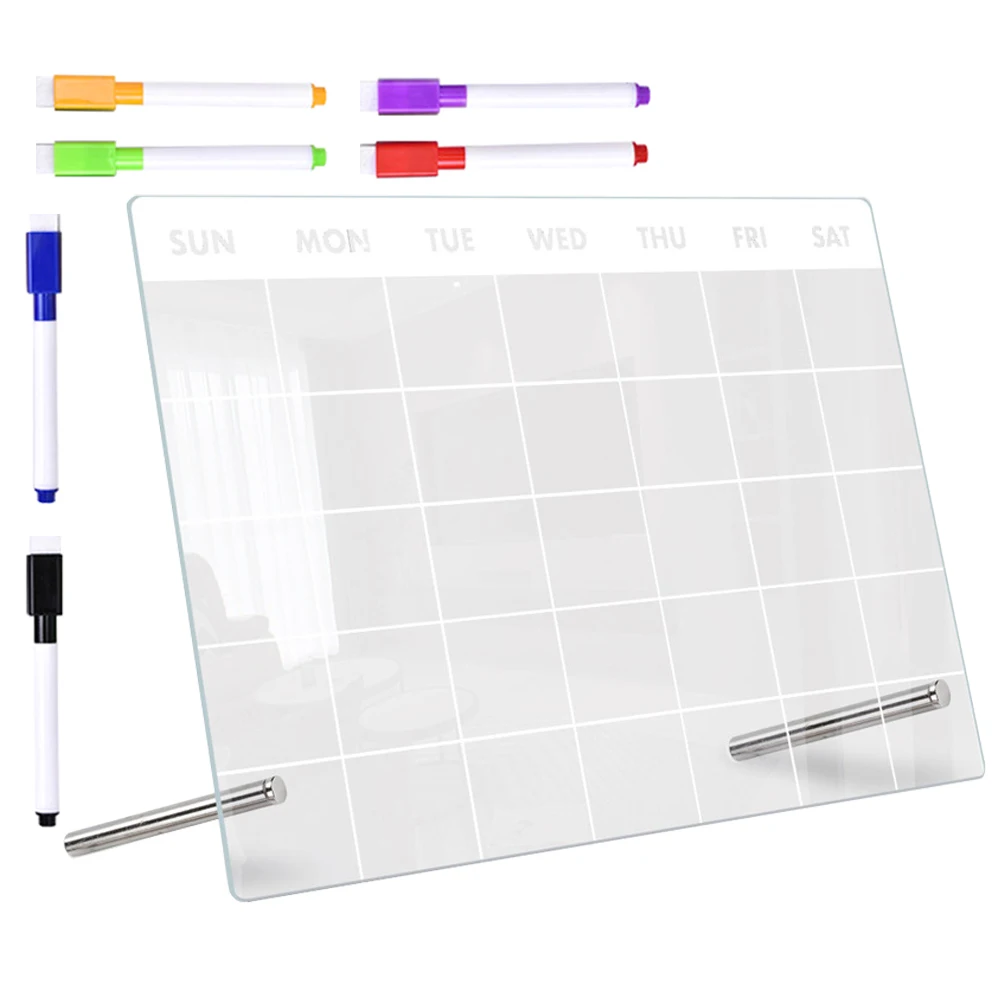

1 set Acrylic Memo Transparent Writing for Office Home School Notice Board with Pen Household Desktop Message Board