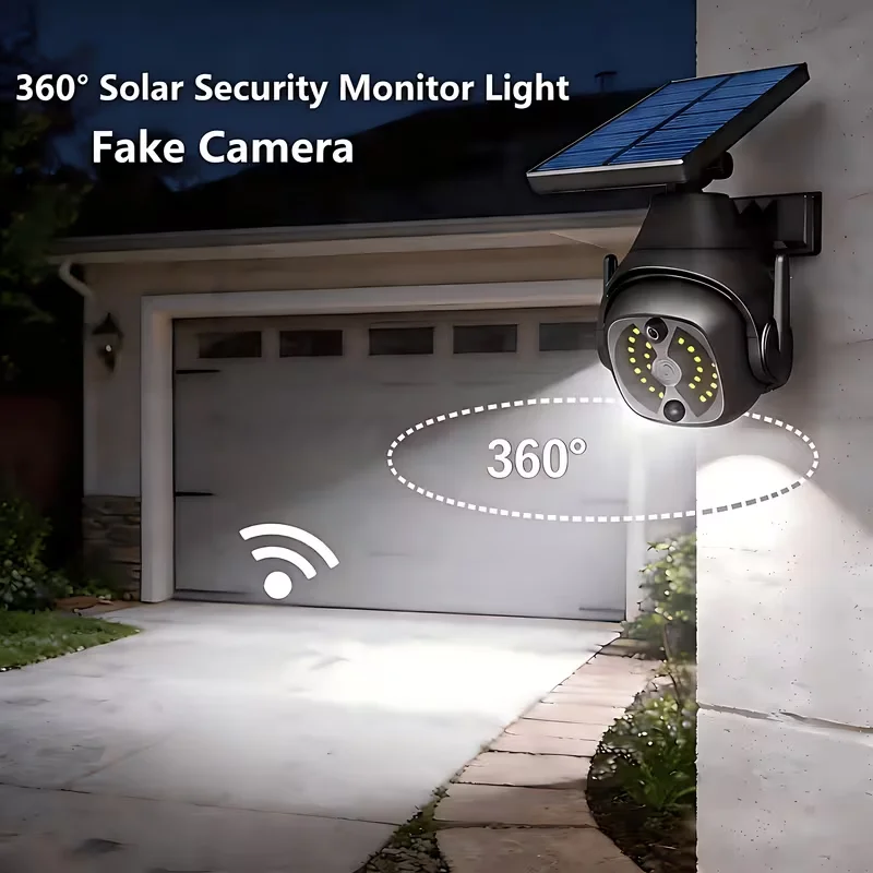 Smart LED Solar Powered Intelligent Human Body Sensing Wall Lamp Simulation Monitoring Camera Outdoor Courtyard Lighting Fixture