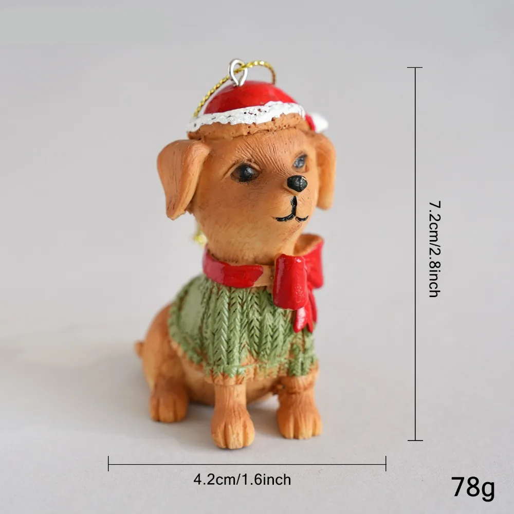 Creative Christmas Hat Dog Sculpture Sitting/Standing Position Modern Deer Desktop Ornament Puppy Cute Christmas Ornament