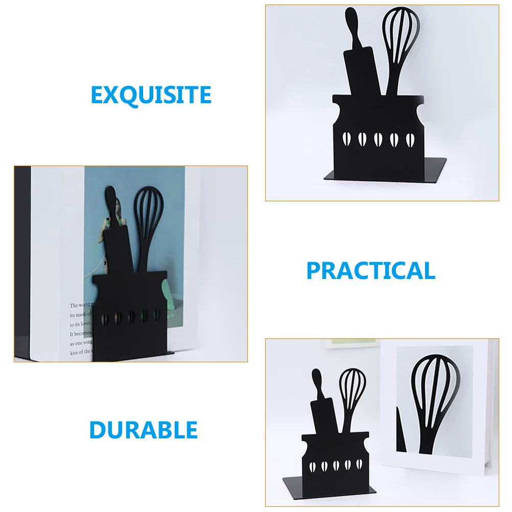 

2pcs Metal Bookends Cartoon Style Kids Book Holders Decorative Book Stoppers Iron Tabletop Organizers For Home Office Library