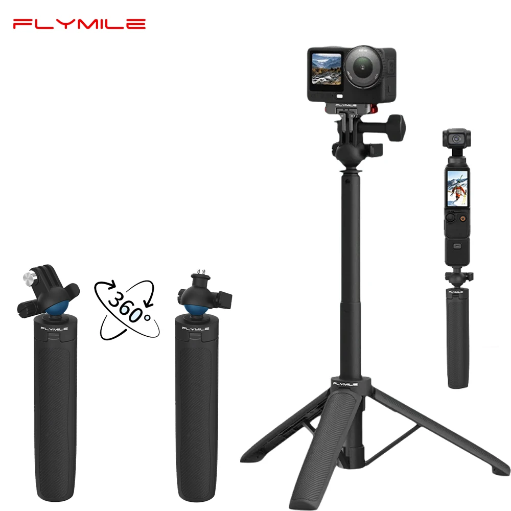 

Штатив-монопод Flymile с регулируемой удлинительной штангой для DJI Action 6/OSMO 360/Insta360 Ace Pro/Gopro: аксессуары для видеосъемки