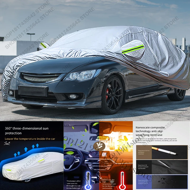 Full Car Cover Compatible with Honda Civic 2006-2011 FD Series All-Weather Sun Rain UV Dust Proof Rain Outdoor Indoor Protect