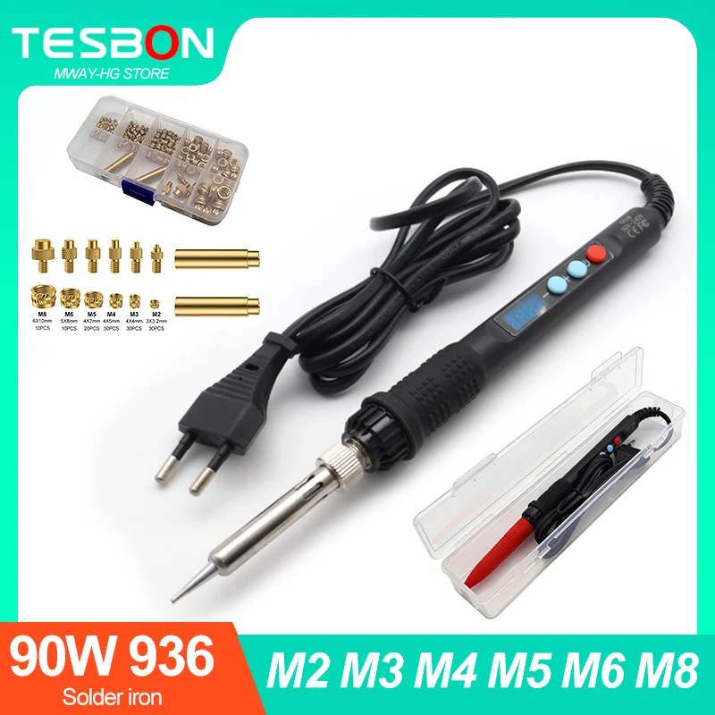 

Умный паяльник 90W 936 с цифровым дисплеем и постоянной температурой для 3D-принтеров, для нагревательных вставок и гаек M2-M8, инструмент для сварки