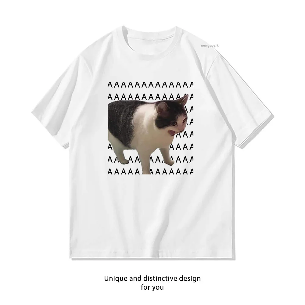 Fun Meme Sad Crying Cat Damen Herren Sommer-T-Shirts aus Baumwolle mit Grafik, Streetwear-T-Shirts für Erwachsene, Tops, T-Shirts mit kurzen Ärmeln