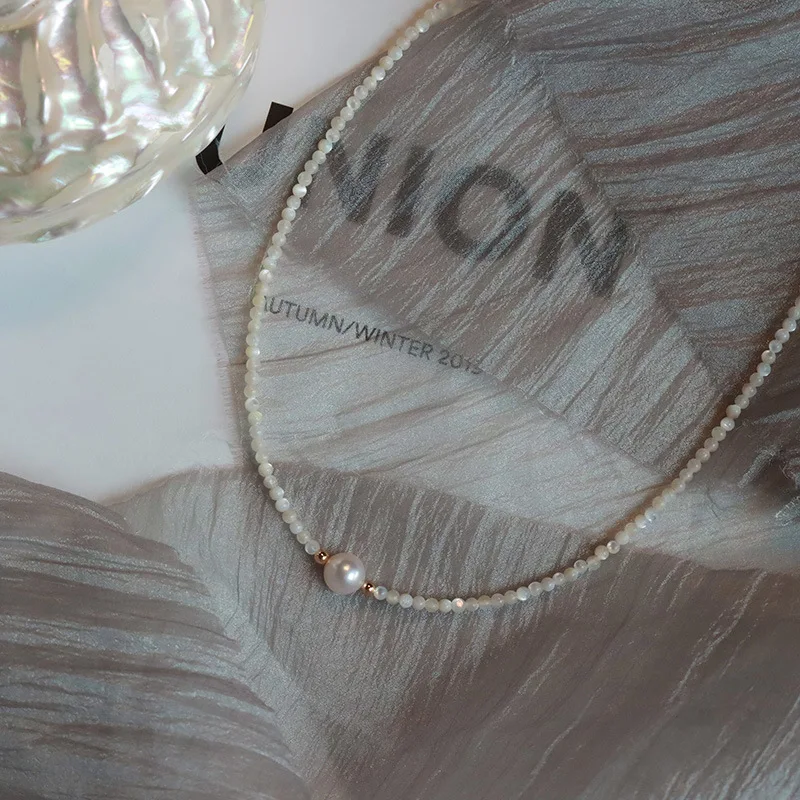 حار بيع لؤلؤ المياه العذبة الطبيعية 14K الذهب معبأ الإناث الخرز قلادة سلاسل مجوهرات للنساء هدايا عيد ميلاد لا تتلاشى #6