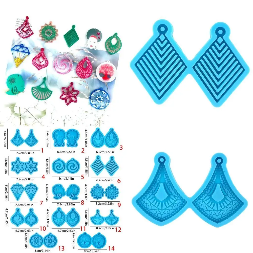 

J78F Crystal Earring Molds Snowflake Rhombus Shaped Silicone Mold Handmade Pendant Casting Mold Craft Supply for DIY Craft