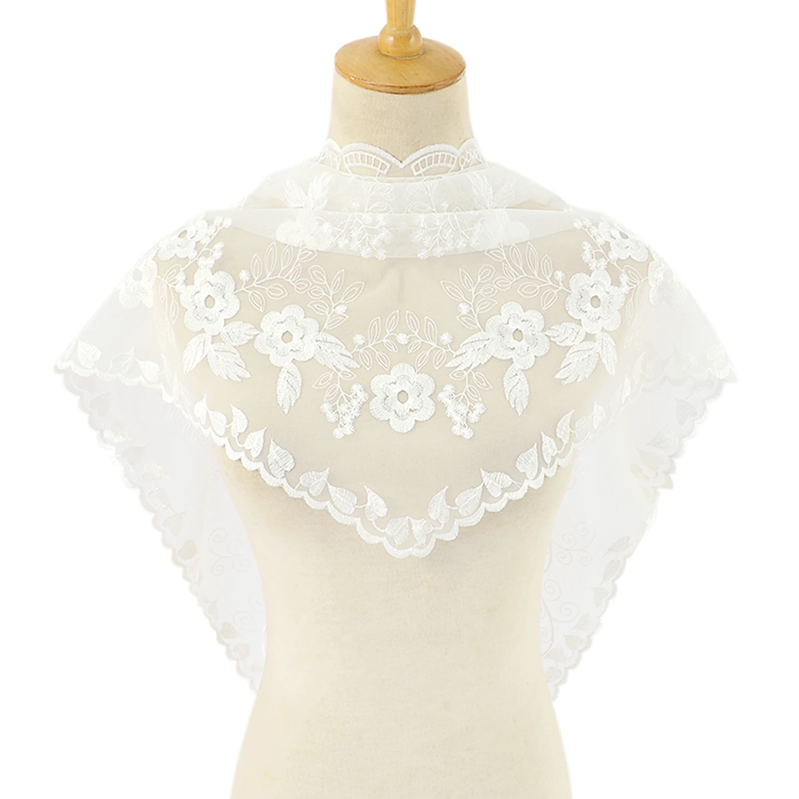 2024 bestickte Spitze Dreieck Schal Gebet Schleier Kirche Hijab Handtuch Frauen Schleier solide Blumen Dreieck Schal Stirnband Hijabs – Detail 2