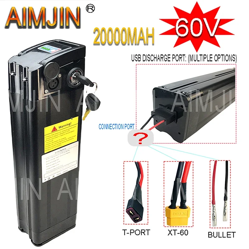 For Silverfish Elektrische Fiets Accu 60V Fiets Lithium Accu Voor 500W 800W 1500W 2000W Vouwen Elektrische Fiets