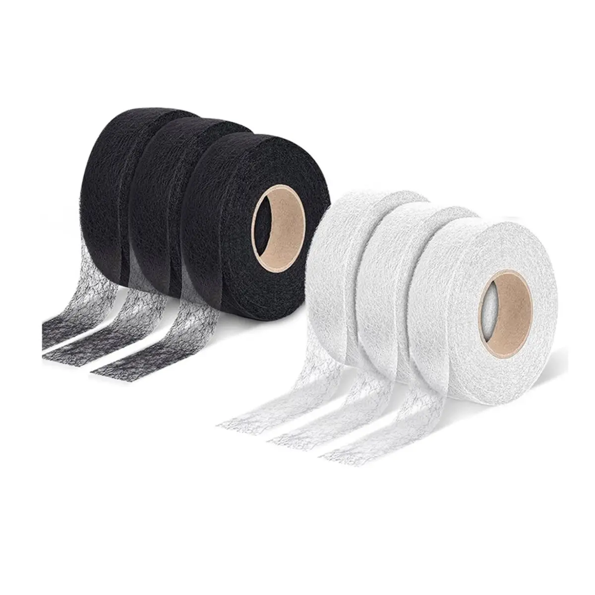 A50U 6 Rolls (162 Yards )Hemming Tape , 3/4 Inch X 27 Yards Each, 3 White & 3 Black, Iron-on Hem Tape for Pants, Curtains,