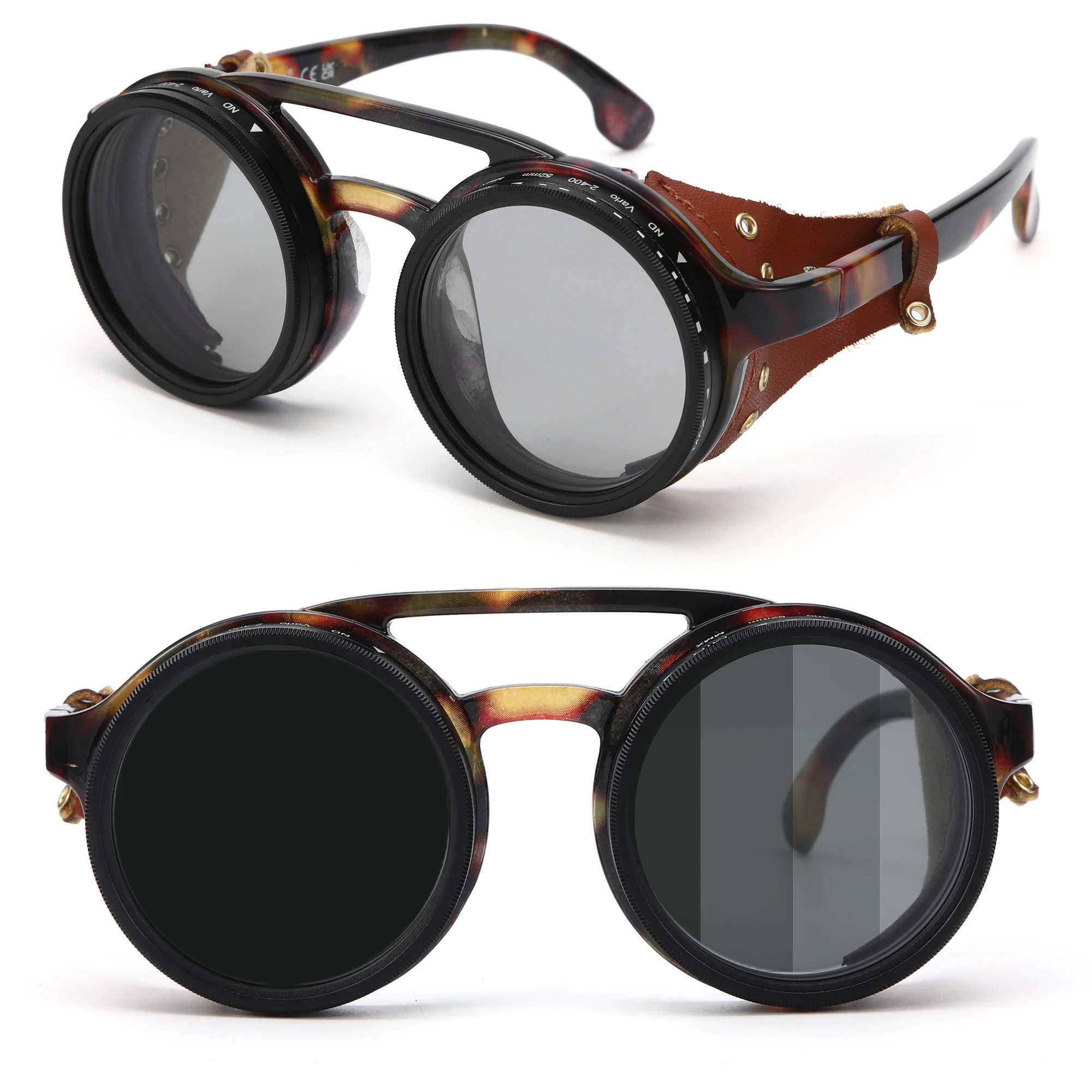ND9 verstelbare dimbare zonnebril Retro Punk ronde heren outdoor vissen UV400 gepolariseerde rijzonnebril