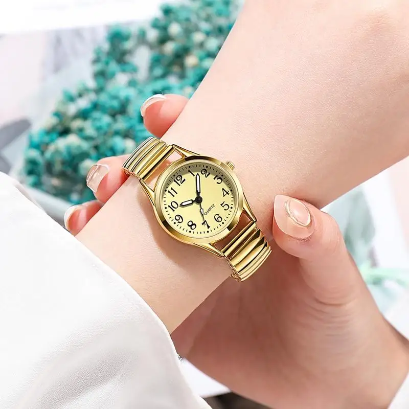 Classic style elastic spring strap watch with large digital quartz watch for men and women, Father Mother's day gift watch