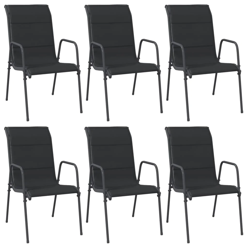 

6pcs Patio Chairs Assembly Steel Textilene Stable Frame Garden Chairs for Dinning Black