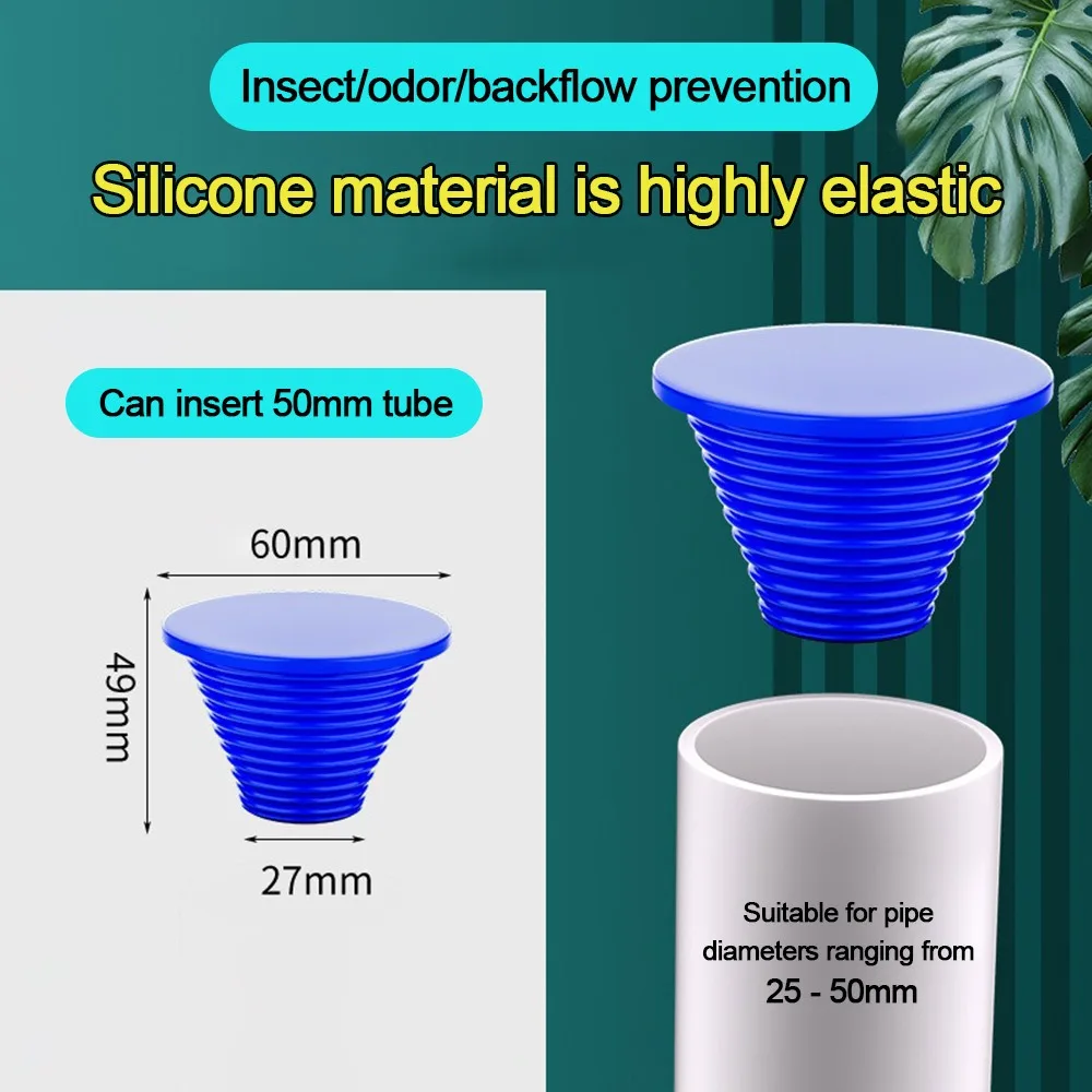 Silicone Sewer Pipe Sealing Ring Conical Shape Anti Odor Water Pipe Plug Anti-clogging Replacement Stopper Hole Sealing Plugs